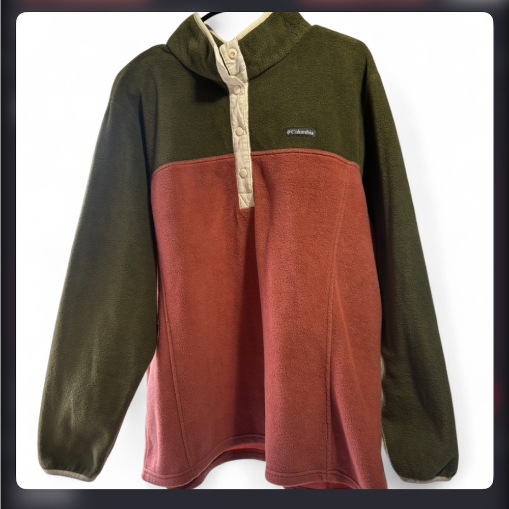 Columbia Olive and Rust Fleece Jacket